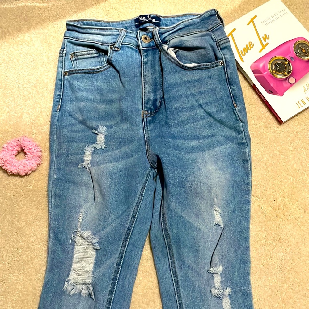 Wax high waisted ripped jeans
